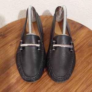 Lauren Ralph Lauren Womens Black Leather Driving Loafers Claremont Sz.9.5